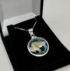 GENUINE BUFFALO NICKEL HAND PAINTED IN .999 SILVER BEZEL W/ 18-INCH CHAIN & BOX