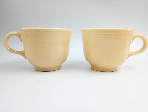 Fiesta Coffee Tea Cup Light Yellow Small Mug Homer Laughlin HLC Set of 2 Vtg