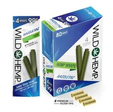 Wild H. Organic Wrap Rolling Paper Razzletaz Full Box 20 Pouches / 4 per Pack