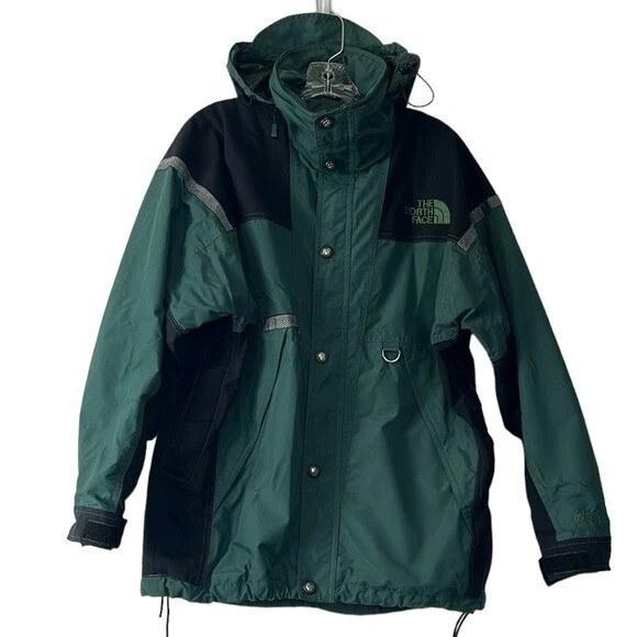The North Face Rage GTX Parka Jacket Large Green 90s Full Zip Vintage