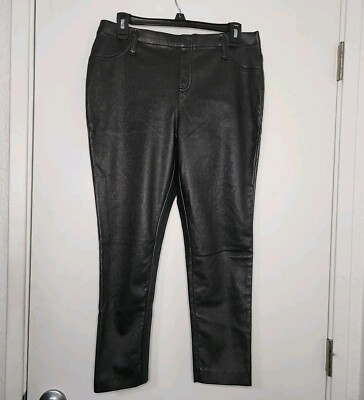 Faded Glory Black Faux Leather Leggings Size Large 12-14