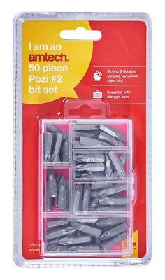 Neu 50 Stck. Nr. 2 Pozi Antrieb Bits & Koffer 50 Bit Aufbewahrung Schraubendreher Schraubendreher Amtech