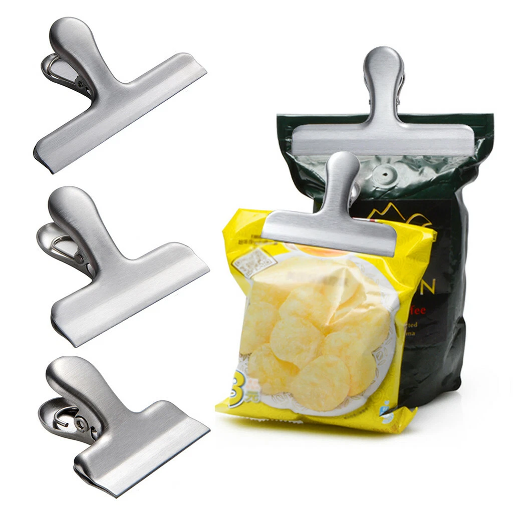 Food Storage Stainless Steel Chip Bag Clips 2/3/4 inch width Durable .