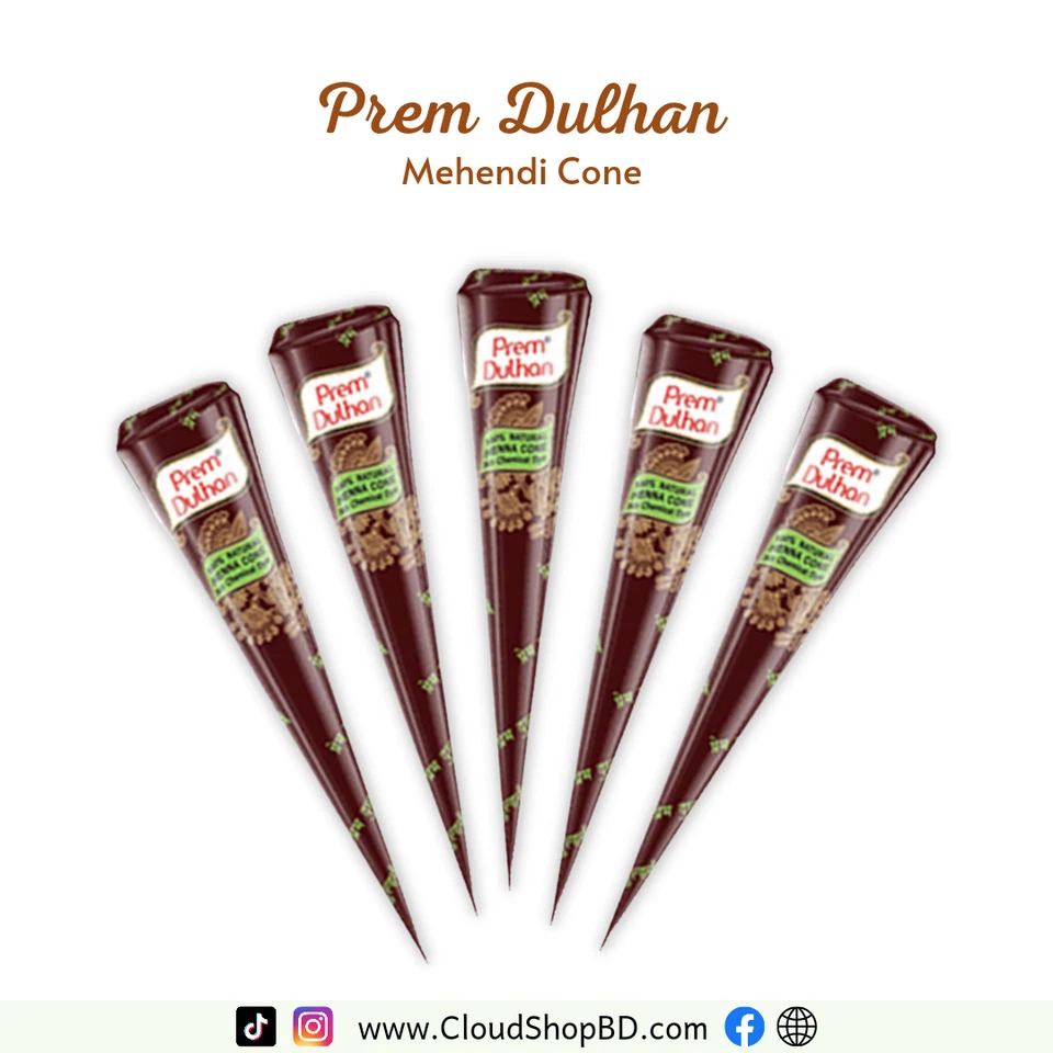 Dulhan Prem temporary tattoo mehandi Herbal Henna Cone Body Art Kit 8 Cones!!!! - Image 2 of 2