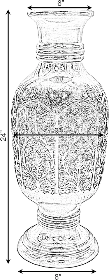 Jarrón antiguo decorativo curvado a mano marrón mango madera mesa florero con camiseta única Foto 4 de 4