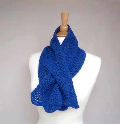 Navy Blue Keyhole Scarf Pull Through Luxury Merino Wool Alpaca