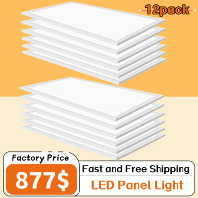 75W 2x4ft Flat Panel Light Office Light,12pack,LED Pane Edge-Lit Light 7800lumen