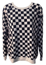 VTG Levis Black Ivory White Check Crew Neck Lightweight Sweatshirt Top w tags M