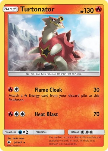 Turtonator 26/147 Rare SM - Burning Shadows Pokemon TCG