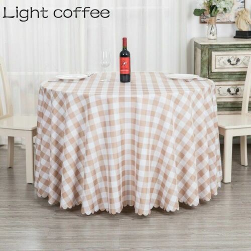 Checked Round Tablecloth Dustproof Wedding Dinning Table Cover Polyester Country - Picture 17 of 20