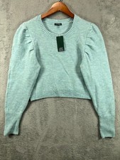 Wild Fable Womens Sweaters Medium Cropped Puff Long Sleeve Blue Knit NWT Ladies