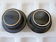Bakelite Ribbed Knob  1/4 " Shaft  Brass Insert Pair 2 pieces New Old Stock