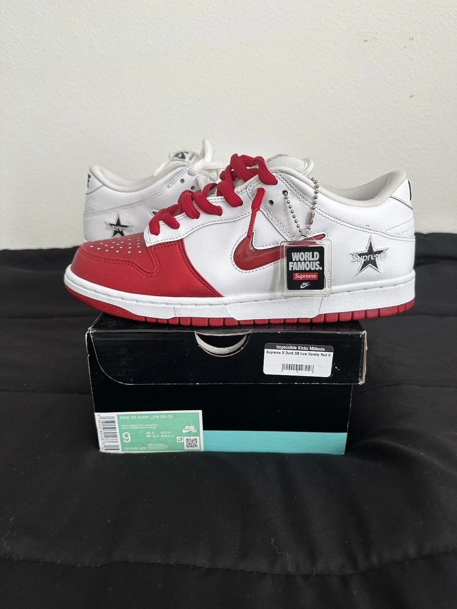 Nike Supreme x Dunk SB Low Varsity Red for Sale | Authenticity