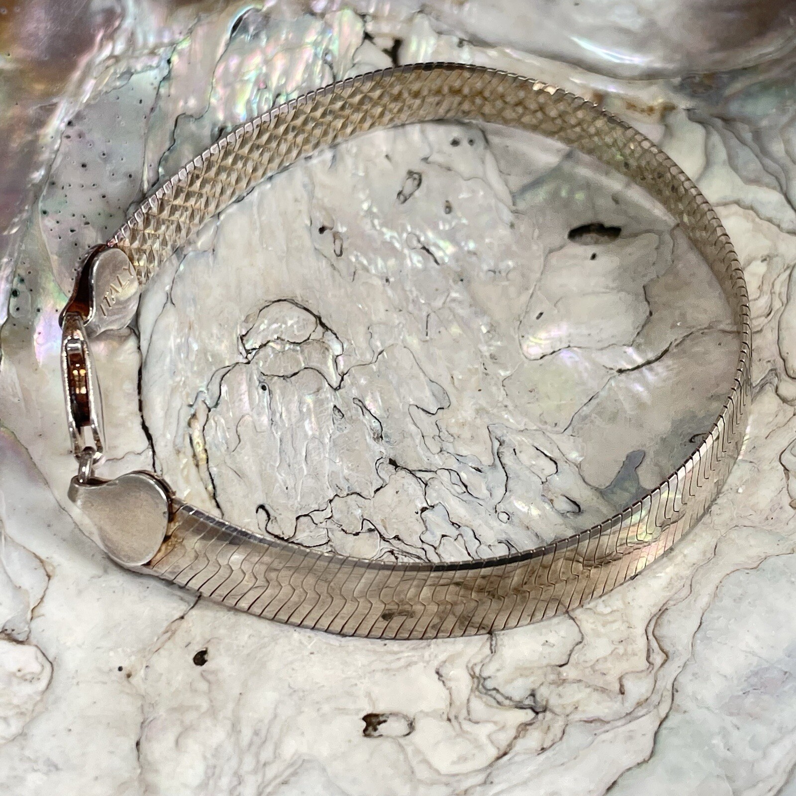 Etched Pattern Design Bracelet Signed Italy Rose/… - image 20