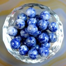 Wholesale 500pcs Lot Natural White Dot Blue Stone Round Spacer Loose Beads 8mm