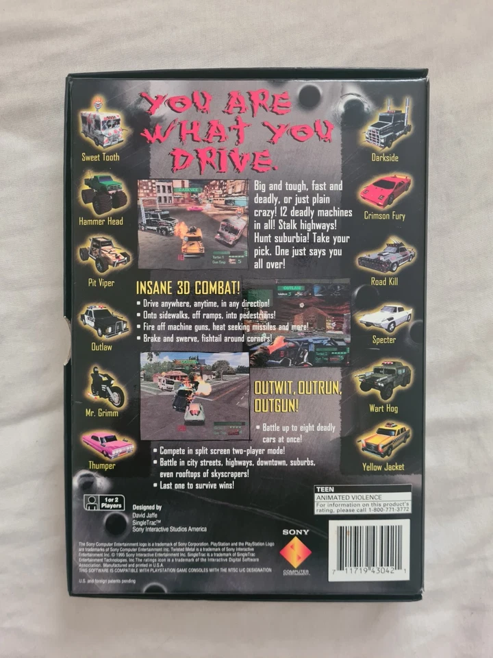 TWISTED METAL Playstation PS1 US NTSC Version COMPLETE CARDBOARD LONGBOX Edition - Image 2 of 4