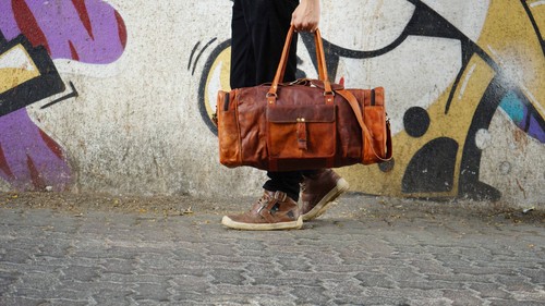 Acheter Sac en cuir vintage marron sac de voyage bagage vêtement sac de nuit pour hommes
