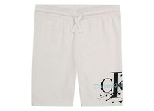 Calvin Klein Big Boys Splatter Logo-print Knit Shorts White Size XL 18/20
