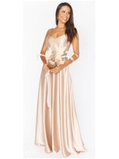 Show Me Your Mumu Faith Satin A-Line Maxi Dress Formal Event Champagne Large