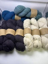 LOT OF 8 Primrose Yarn Co. Skeins Brooklyn Tweed Worsted Wool Gray Cream Blue