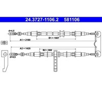 ATE 24.3727-1106.2 Seilzug Feststellbremse Hinten FüR Saab