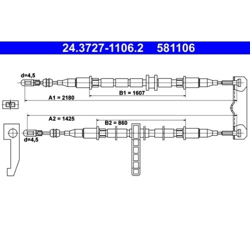 ATE 24.3727-1106.2 Seilzug Feststellbremse Hinten FüR Saab-image