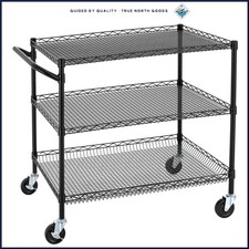 Multi-Purpose 3-Shelf Utility Cart with Ergonomic Handle and Heavy Load Capacity