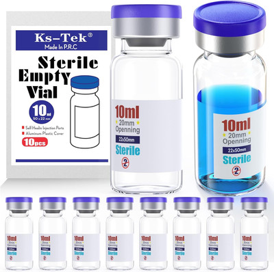 Ks-Tek Sterile Empty Vials with Self Healing Injection Port,With Flip off Alumin