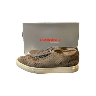 Vaneli Sport Oneida Rory Taupe Suede Perforated Lace-Up Sneakers 8N w/ Box