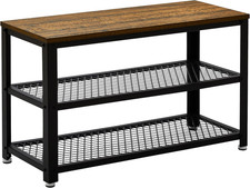 Porta Scarpe Con 3 Ripiani,Scarpiera in Legno,Panca Scarpiera,Scaffale Con Sedut