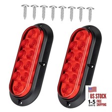 6 Inch Oval Red LED Trailer Tail Lights, 10 LEDs Surface Mount Stop 2PCS RED