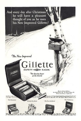 1926 Gillette Razor: Every Day After Christmas Vintage Print Ad