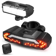 Bike Light Set with Bike Horn Alarm, Remote Control Bike Tail Light with Turn...