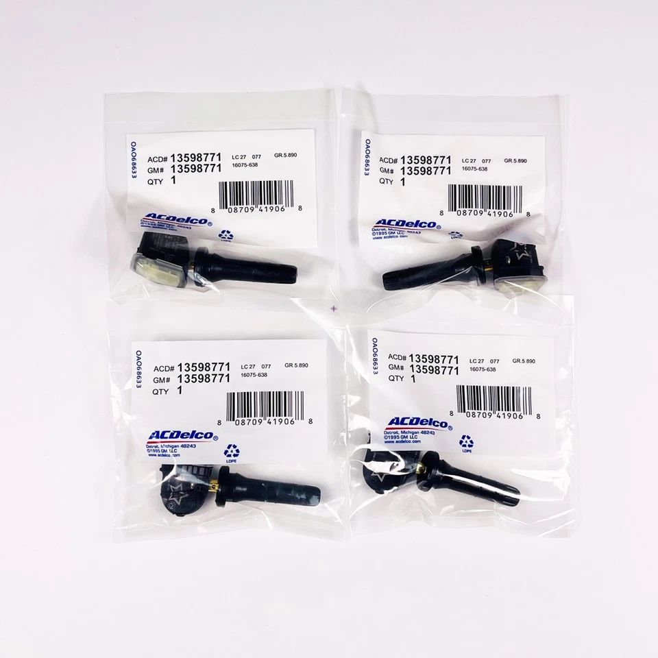 Paquete de 4 - Sensor de presión de neumáticos genuino OEM GM TPMS para camionetas y furgonetas GMC 13540601 Foto 2 de 4