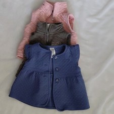 Carter's Quilted Vests Lot of 3 Textured Full Zip Blue Pink Gray 12M