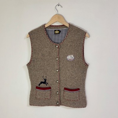 Hammerschmid Wool Knit Vest Knitted Sleeveless Cardigan Waistcoat Women's Size S
