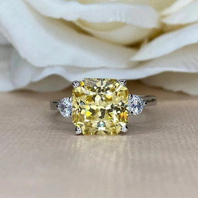 #ad 4.5 Ct Asscher Cut Natural Yellow Sapphire Diamond Wedding Ring 14K White Gold 7 $138.25