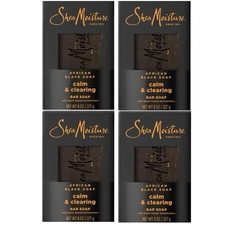 4 Pack SheaMoisture Calm & Clearing African Black Bar Soap, Shea Moisture, 8oz