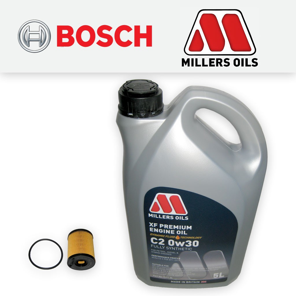 SERVICE KIT for JEEP RENEGADE 1.4 BOSCH OIL FILTER +MILLERS OIL (2014-2016)