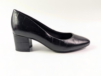 Easy Spirit Black Leather Mid Heel Shoes UK 4.5