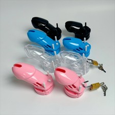 Plastic Chastity Cage 5-Sizes Ring Lockable SM Bondage Restraint Device For Male