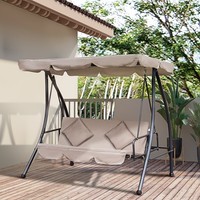 Outsunny 2 In 1 Hollywoodschaukel Mit Liegefunktion, 3-Sitzer Gartenschaukel