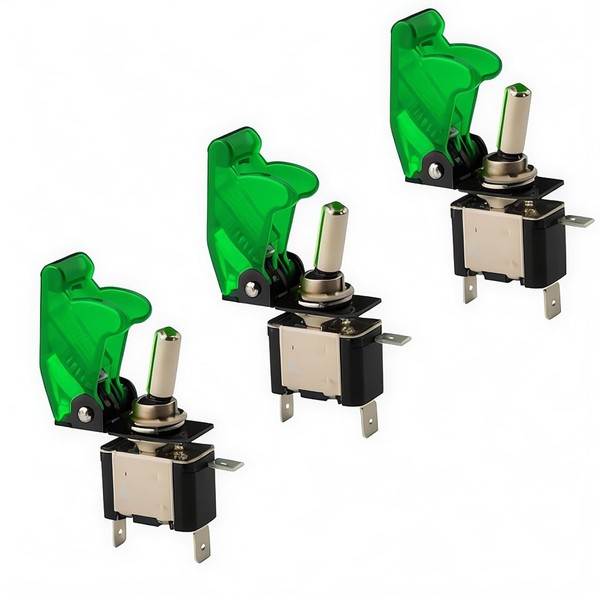 Cesfonjer LED Anzeige Wippschalter, KFZ GrüN Kippschalter Schalter, 12V 20A-image