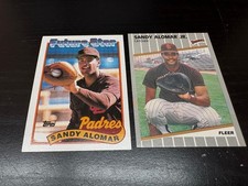 Lot of 2 Sandy Alomar Jr RC Baseball Cards - Topps & Fleer - San Diego Padres