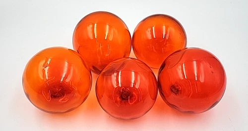 Vintage Blenko Glass #51 Set of 5 Bubble-Floats-Orbs in the color Tangerine