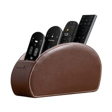 Remote Control Holder PU Leather Organizer 5 Compartments BrownA Caddy Box
