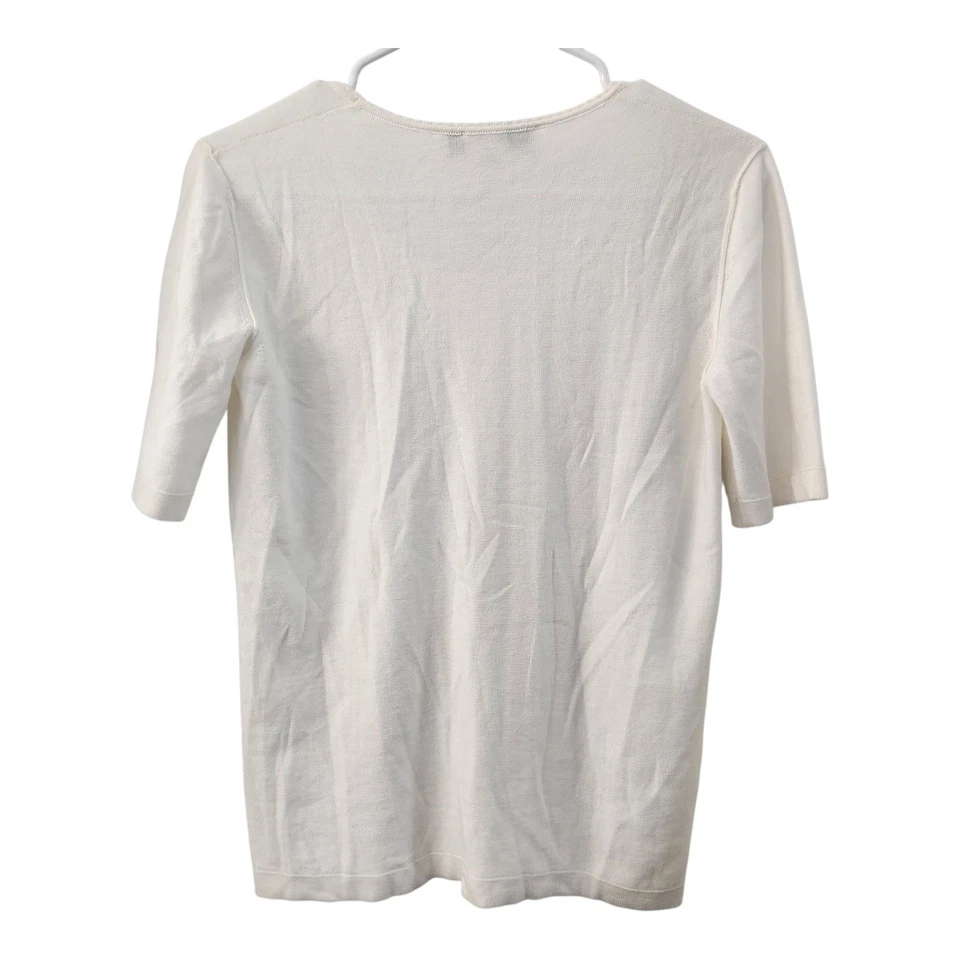 Top tejido de algodón crema Sonia Rykiel Paris Italia manga corta para mujer 40/US8 Shell Foto 2 de 4