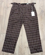 $790 Mens BODE "Dunham" Viscose/Wool Plaid Trousers Pants Brown Multi US 36