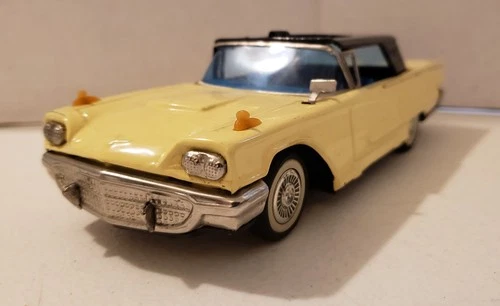 Vintage Bandai 1960 Thunderbird Tin Toy Car 8.25" w/ Sunroof Made Japan Gd Cond