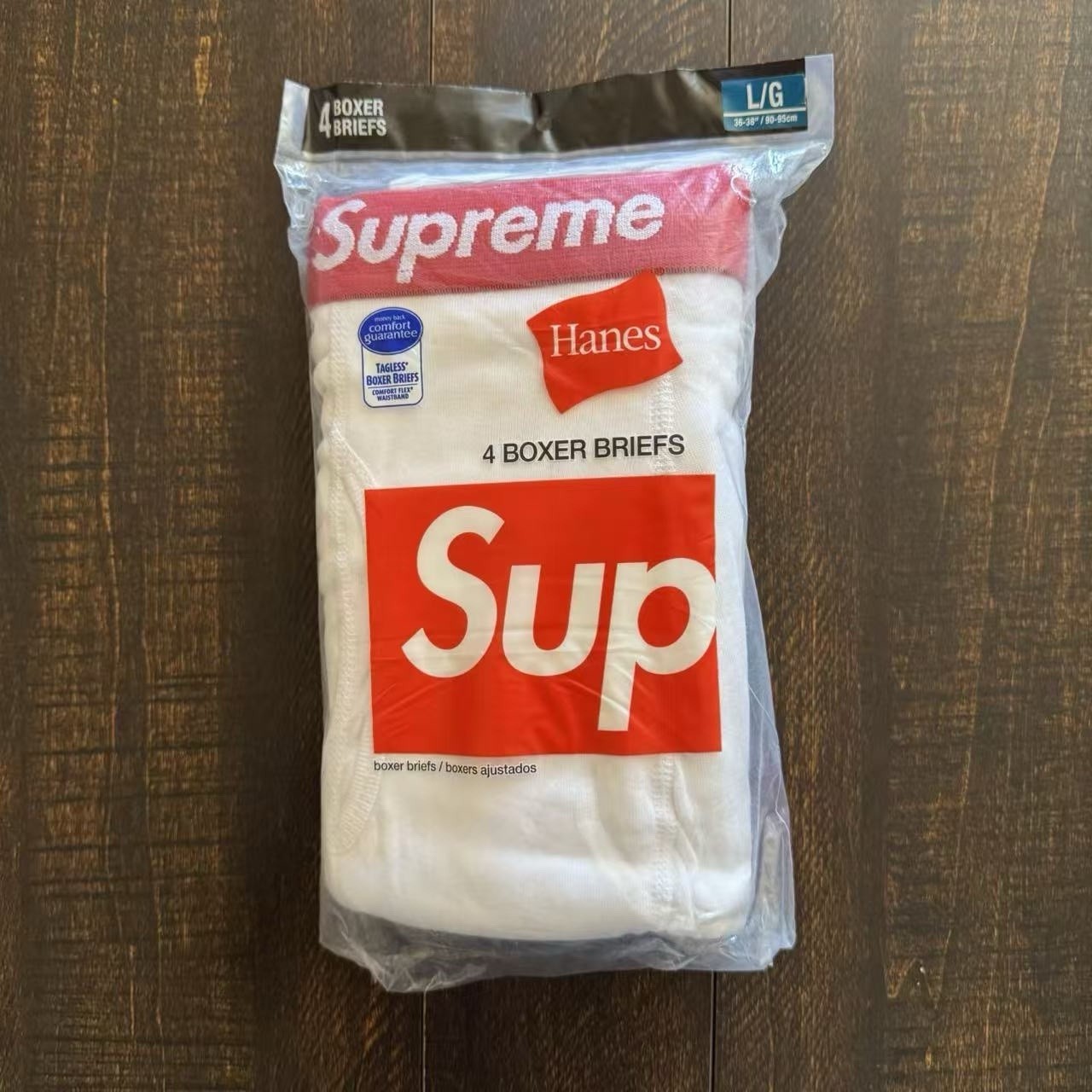 Supreme Hanes Boxer Briefs White Underwear Size L (4 Pack)